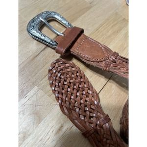 F&C Women's Braided Leather Belt Brown LARGE